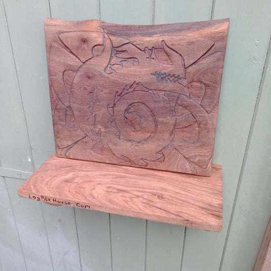 Dragon carved bread board. Walnut